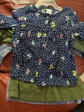 Carter's Navy Floral Long Sleeve Top with Pink and Yellow Accents Multi-pack